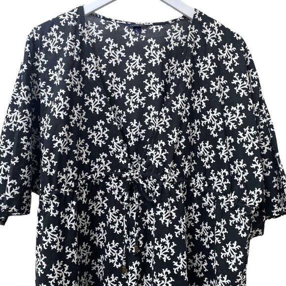 LANDS END Tunic Top XL Womens Beach Coverup Cotton Black White Cotton - Picture 3 of 11